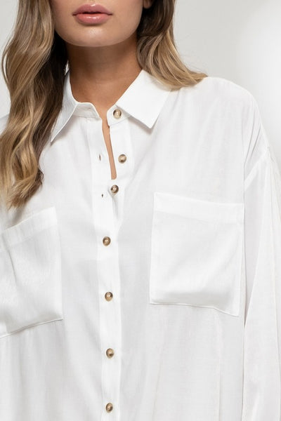 Silky button up shirt // white