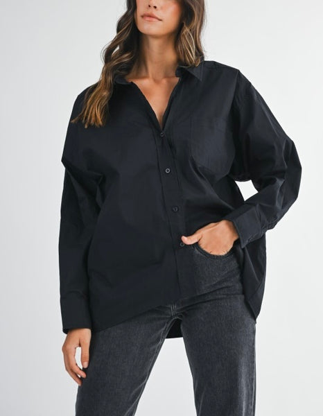 Mable oversized poplin button up / black