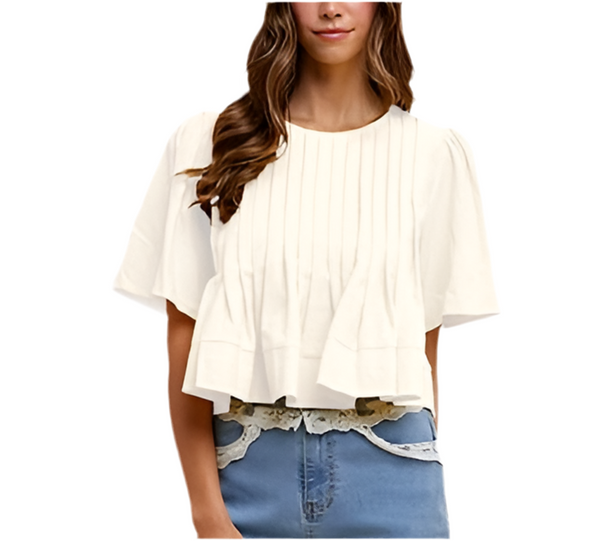 annie flutter sleeve top/ white