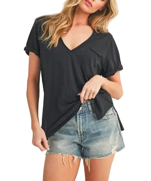 Basic V-neck tee / black