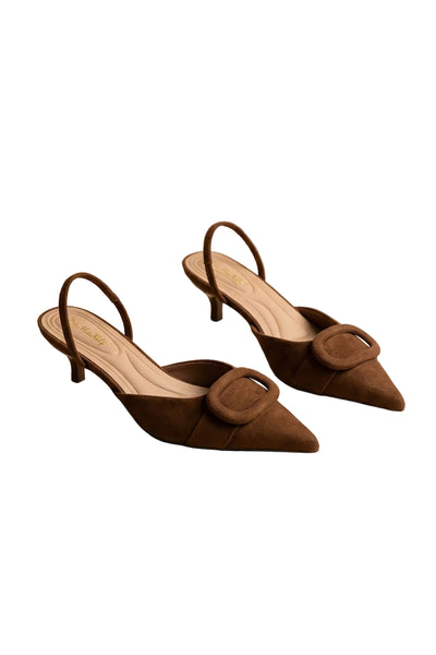 Suede Slingback Kitten Heel / Tobacco