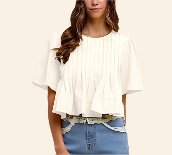 annie flutter sleeve top/ white