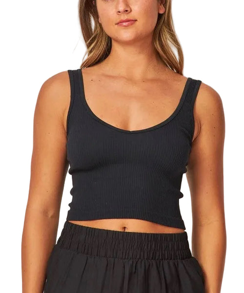 ribbed seamless crop top / black