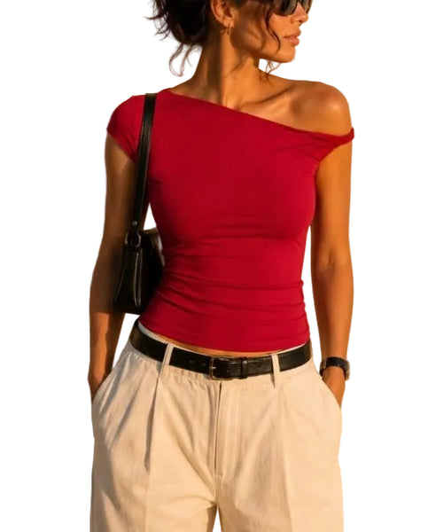 Jessie One Shoulder Top / Red