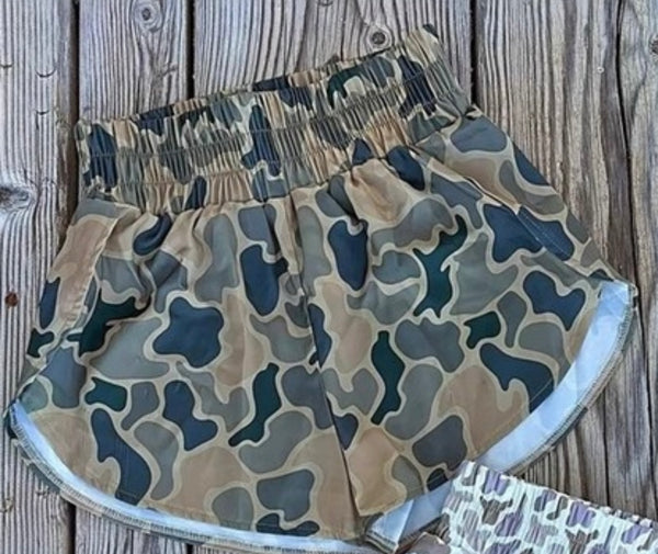 camo track shorts