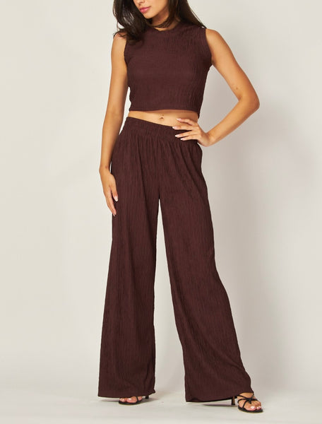 Blaklyn pleated tank & pant set / espresso