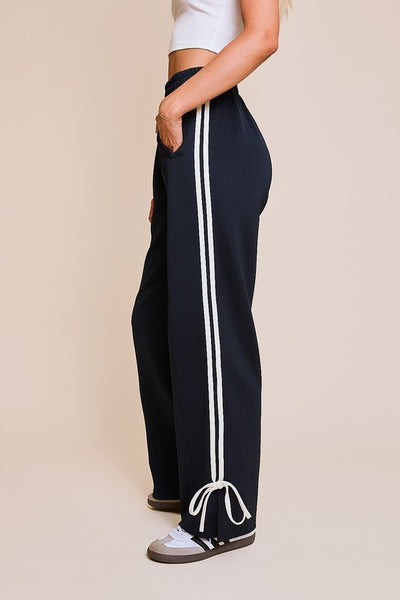 bow detail track pants / navy