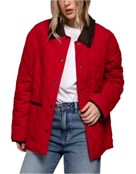 Katie quilted work jacket / red