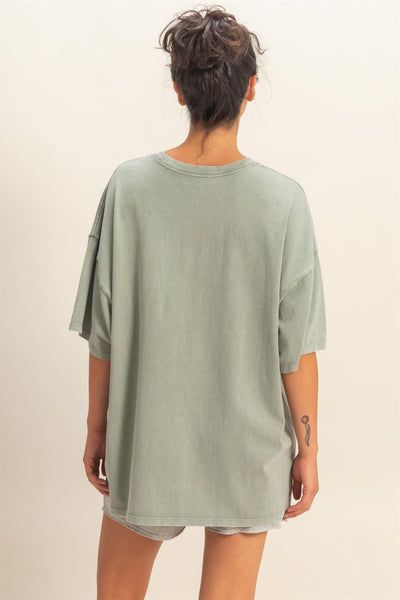 oversized mineral wash tee / sage