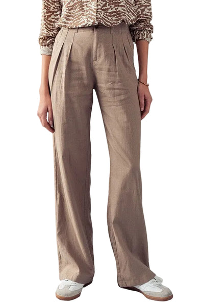 pleated linen pants/ khaki