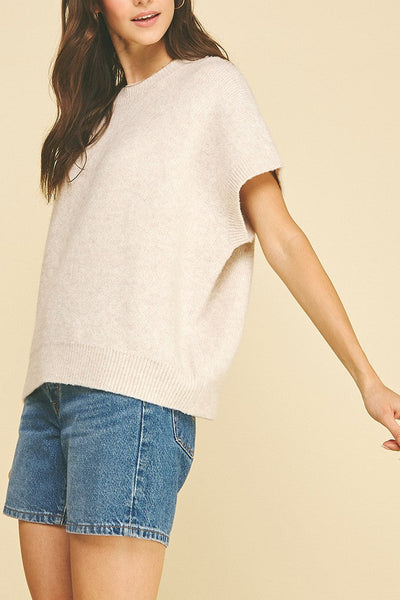 Darla Cap Sleeve Sweater/ Cream