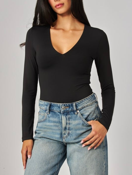 Vera long sleeve bodysuit / black