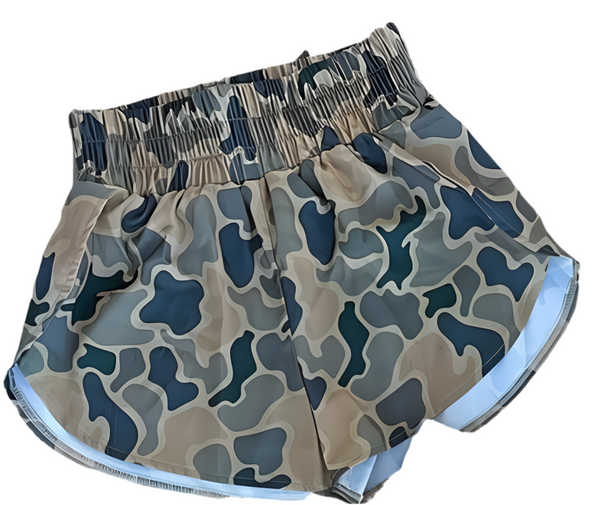 camo track shorts