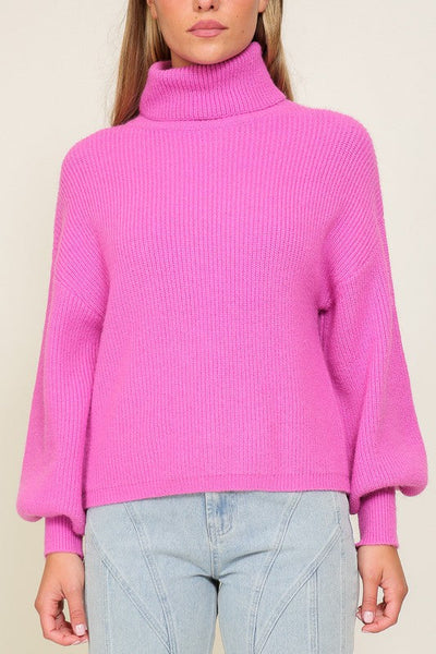 callie turtleneck sweater // hot pink