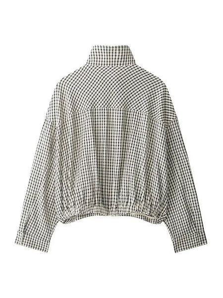 Gingham Zip Up Jacket / Black & White