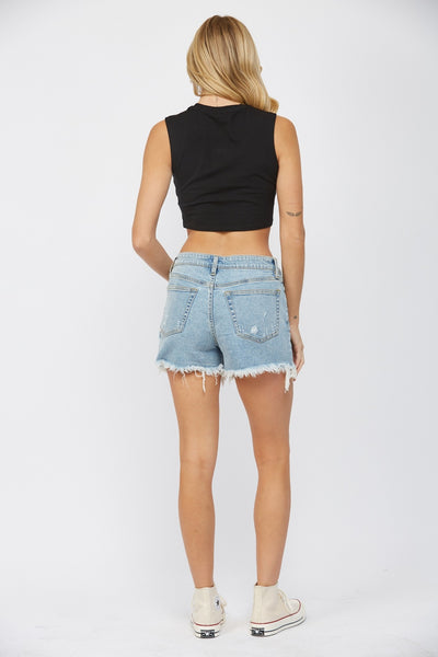 Callie high rise denim short / cool blue wash