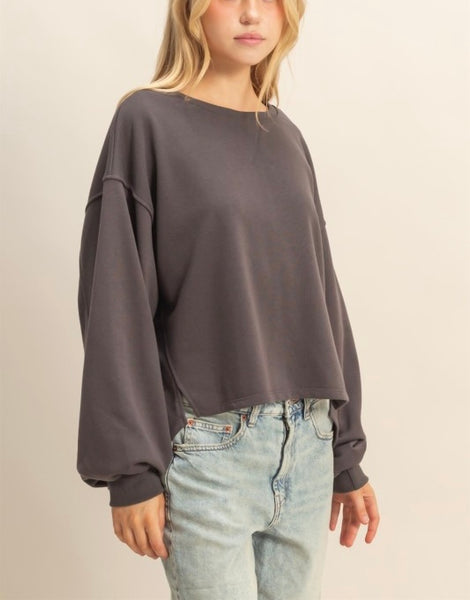 Willis relaxed fit pullover / charcoal