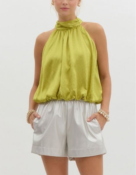sparking martini satin top /olive (RESTOCK!)
