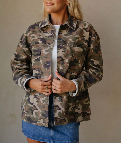 camo oversized denim jacket