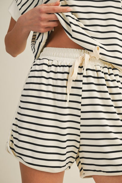 Hattie stripe short set / ivory & black