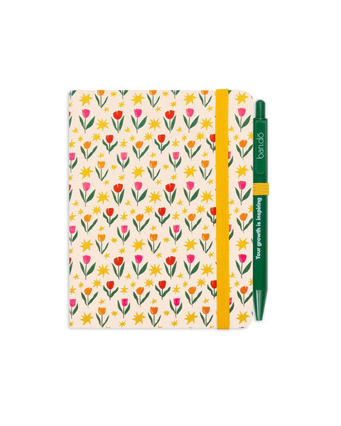 ban.do mini notebook with pen // tulips on cream