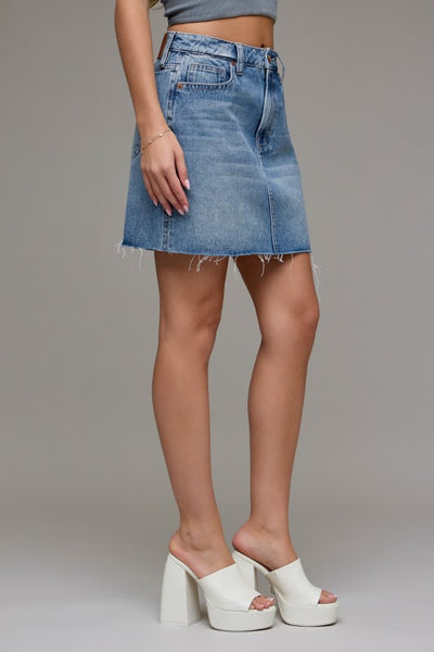 Hidden vintage wash classic denim mini skirt