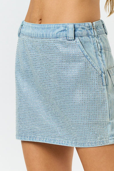 dallas rhinestone denim mini skirt