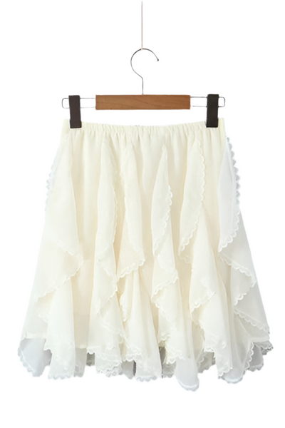 ruffle & lace skirt / ivory