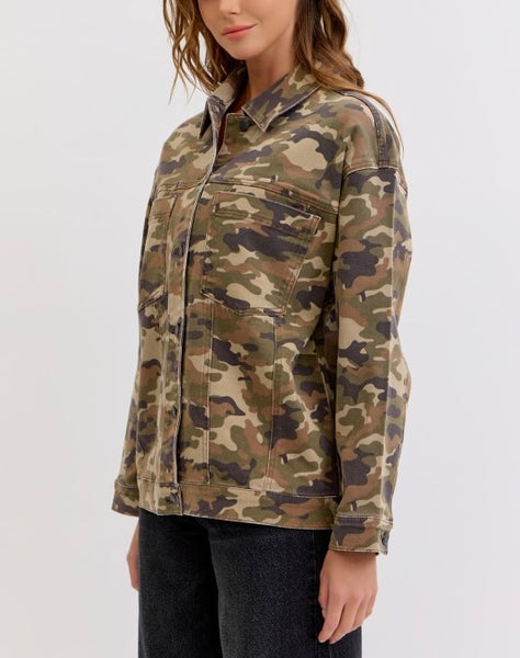 camo oversized denim jacket