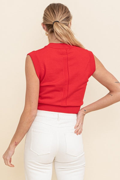 sleeveless cropped sweater // red