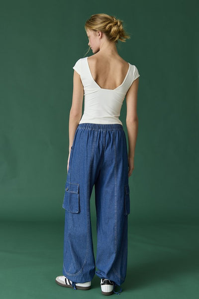 willow denim cargo pant / dark wash
