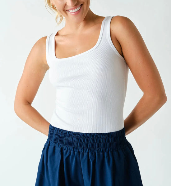 Essential Ribbed Tank / White