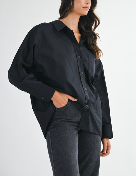 Mable oversized poplin button up / black