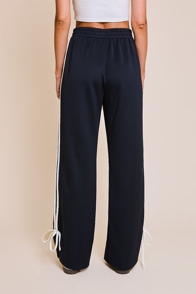 bow detail track pants / navy