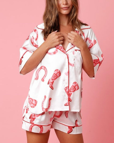 cowboy up satin pj set