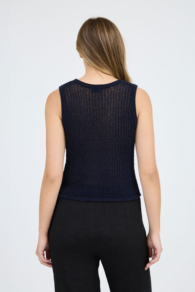 front button crochet vest / black