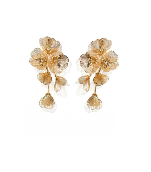 Audrey flower statement earring / gold