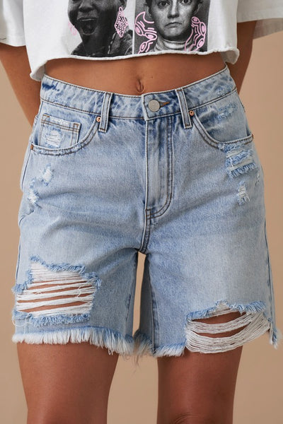 high rise bermuda short / light wash