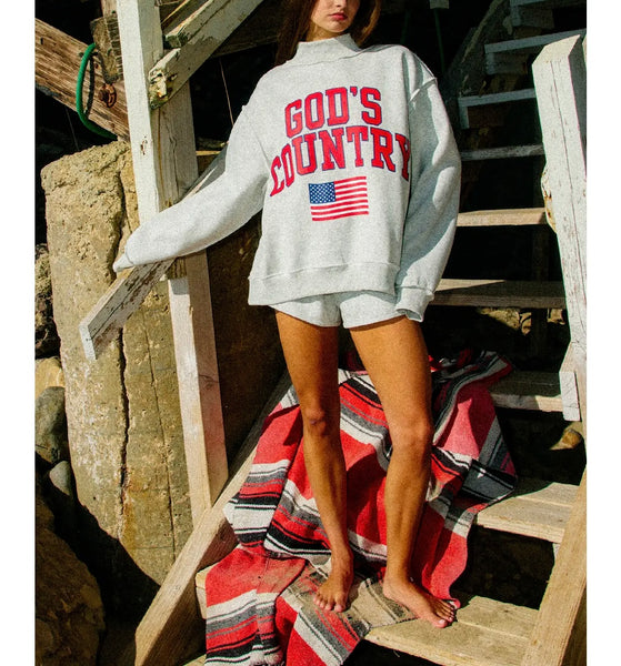 God's Country Reversible Mock Neck Sweatshirt / Heather Grey