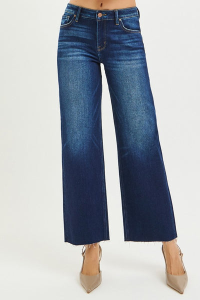 Risen tummy control crop straight leg jean / dark wash