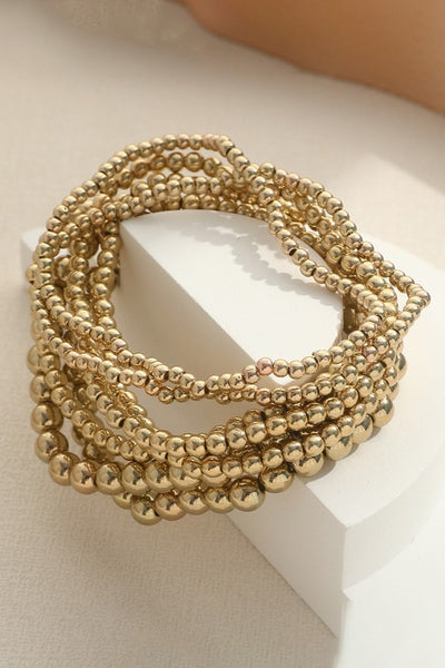 bead bracelet set / gold