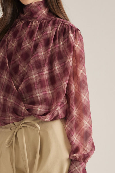 Reese Plaid Blouse / Merlot