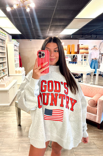 God's Country Reversible Mock Neck Sweatshirt / Heather Grey