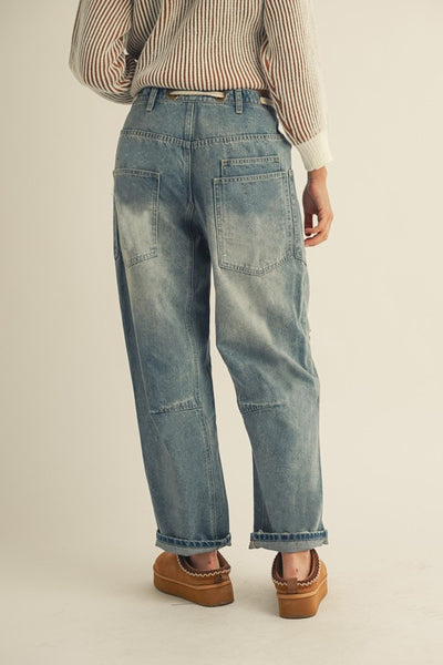 vintage washed rope string jean