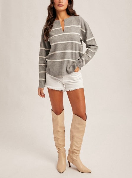 Kira stripe sweater / heather grey(RESTOCK coming soon!)