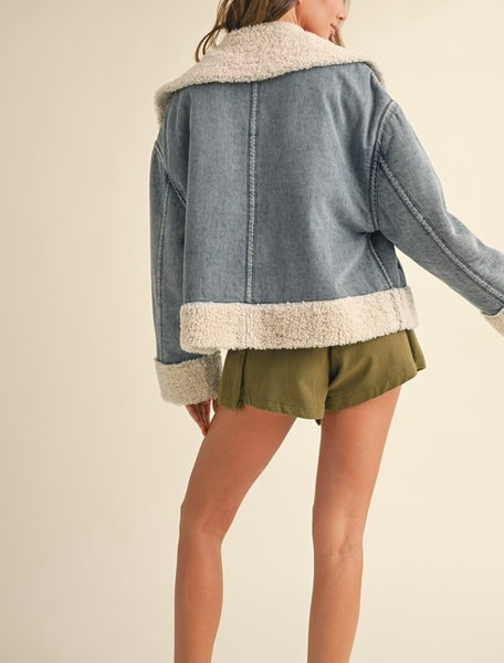 sherpa trim denim jacket