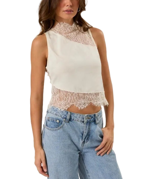 Ally lace detail top / ivory
