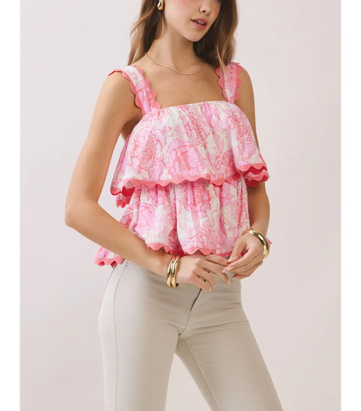Marley tiered ruffle top / pink