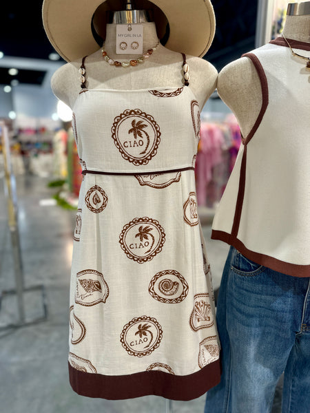 seashell strappy dress / oatmeal