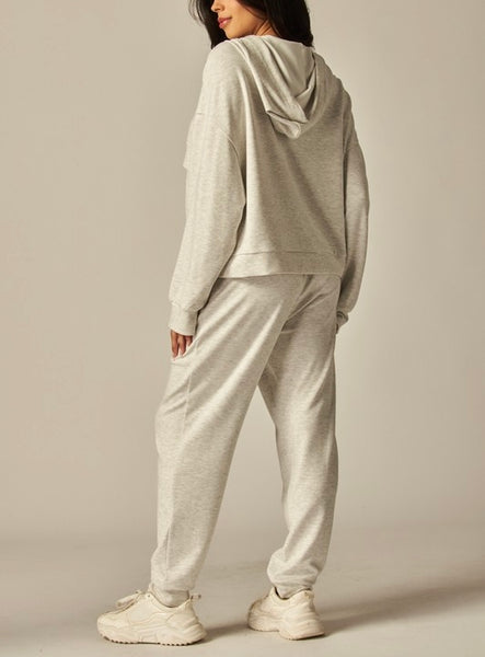 comfy hoodie set / heathered grey